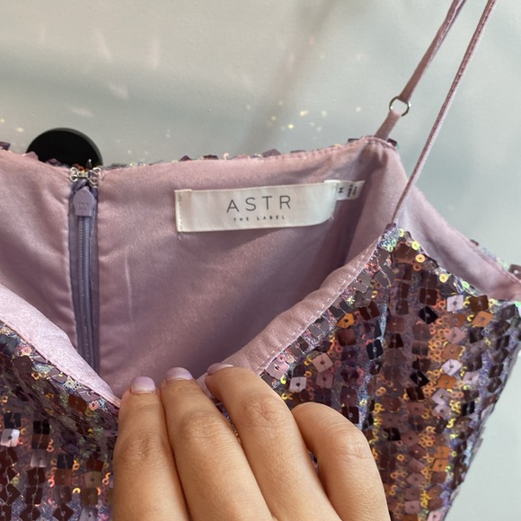 ASTR The Label purple sequin spaghetti strap tank, size M, wears like a crop top - Picture 3 of 3